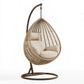 Poltrona sospesa 105 x 105 x 195 cm in rattan sintetico beige con struttura in metallo per interni