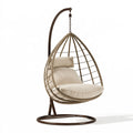 Poltrona sospesa 105 x 105 x 195 cm in metallo e fibra intrecciata marrone beige con supporto