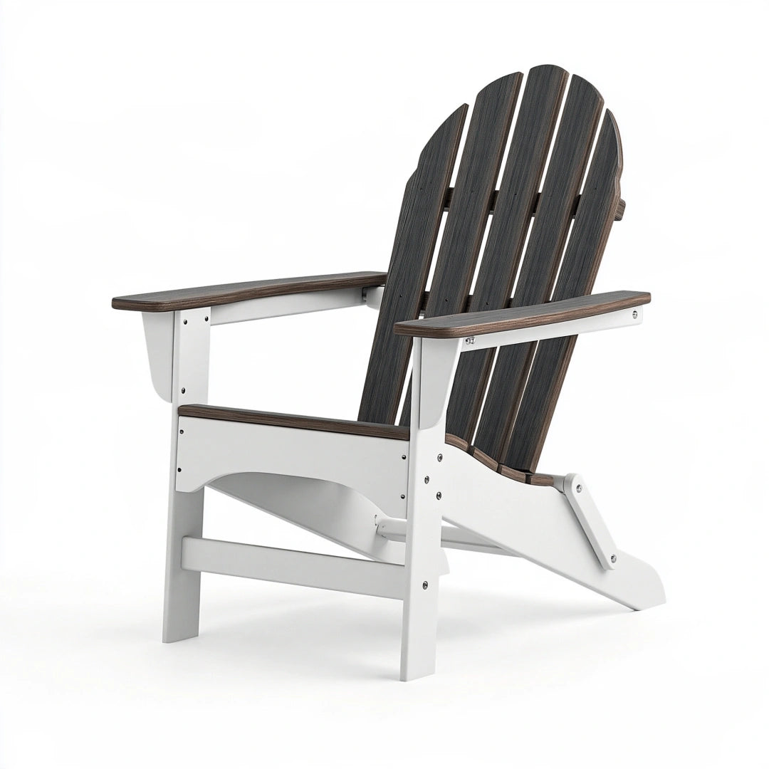 Sedia Adirondack reclinabile 80 x 90 x 98 cm in materiale composito marrone e bianco da esterno