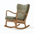 Poltrona a dondolo 70 x 95 x 102 cm in legno e tessuto verde stile nordico