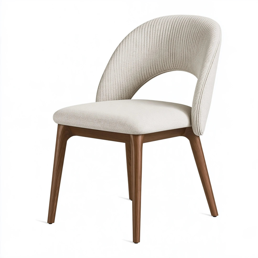 Sedia da pranzo 55 x 58 x 80 cm in tessuto beige e legno marrone - schienale curvo imbottito