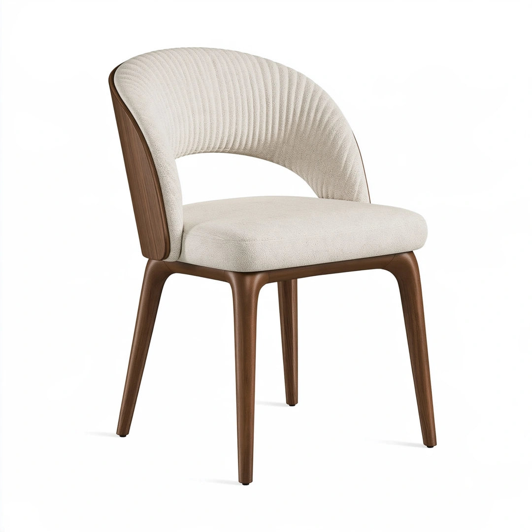 Sedia da pranzo 58 x 57 x 78 cm in tessuto avorio e legno marrone con schienale avvolgente