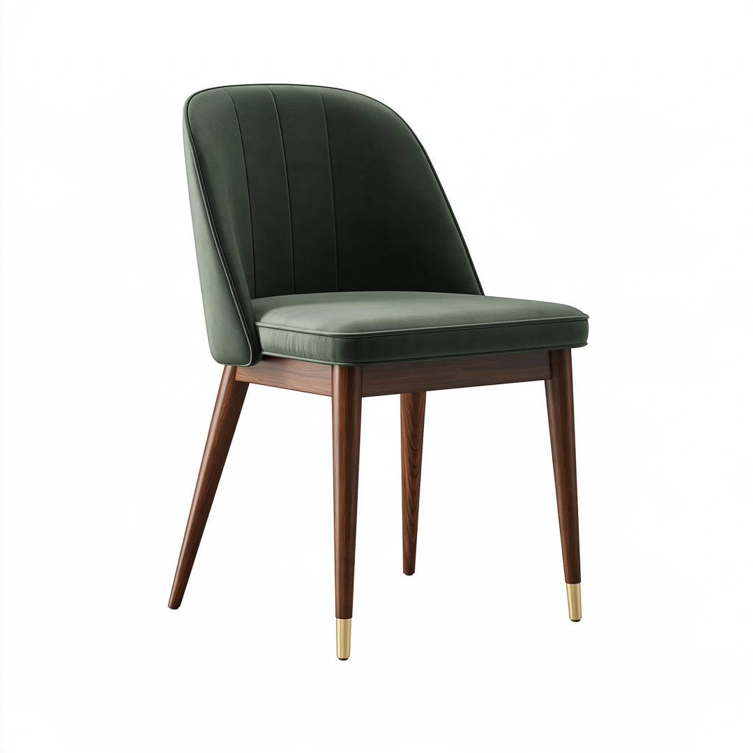 Sedia da pranzo 52 x 59 x 82 cm in similpelle verde scuro con gambe in legno stile moderno