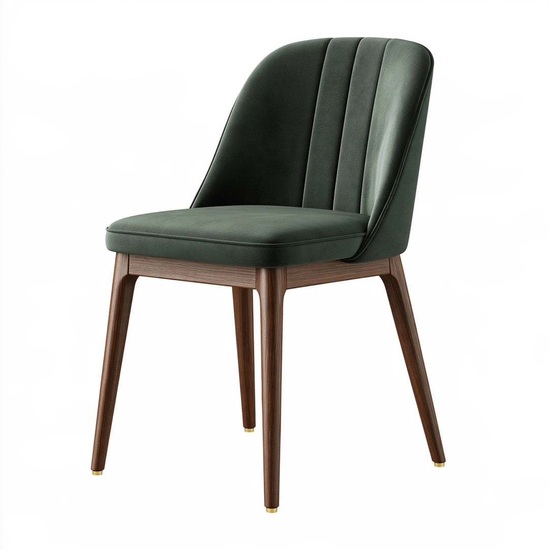 Sedia da pranzo 52 x 61 x 86 cm in tessuto verde con gambe in legno - imbottita moderna