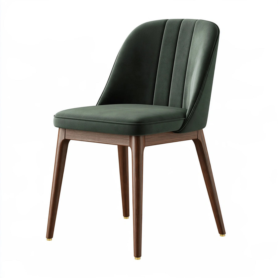 Sedia da pranzo 52 x 61 x 86 cm in tessuto verde con gambe in legno - imbottita moderna