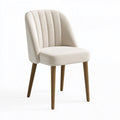 Sedia imbottita 50 x 60 x 83 cm in tessuto crema con gambe in legno stile moderno