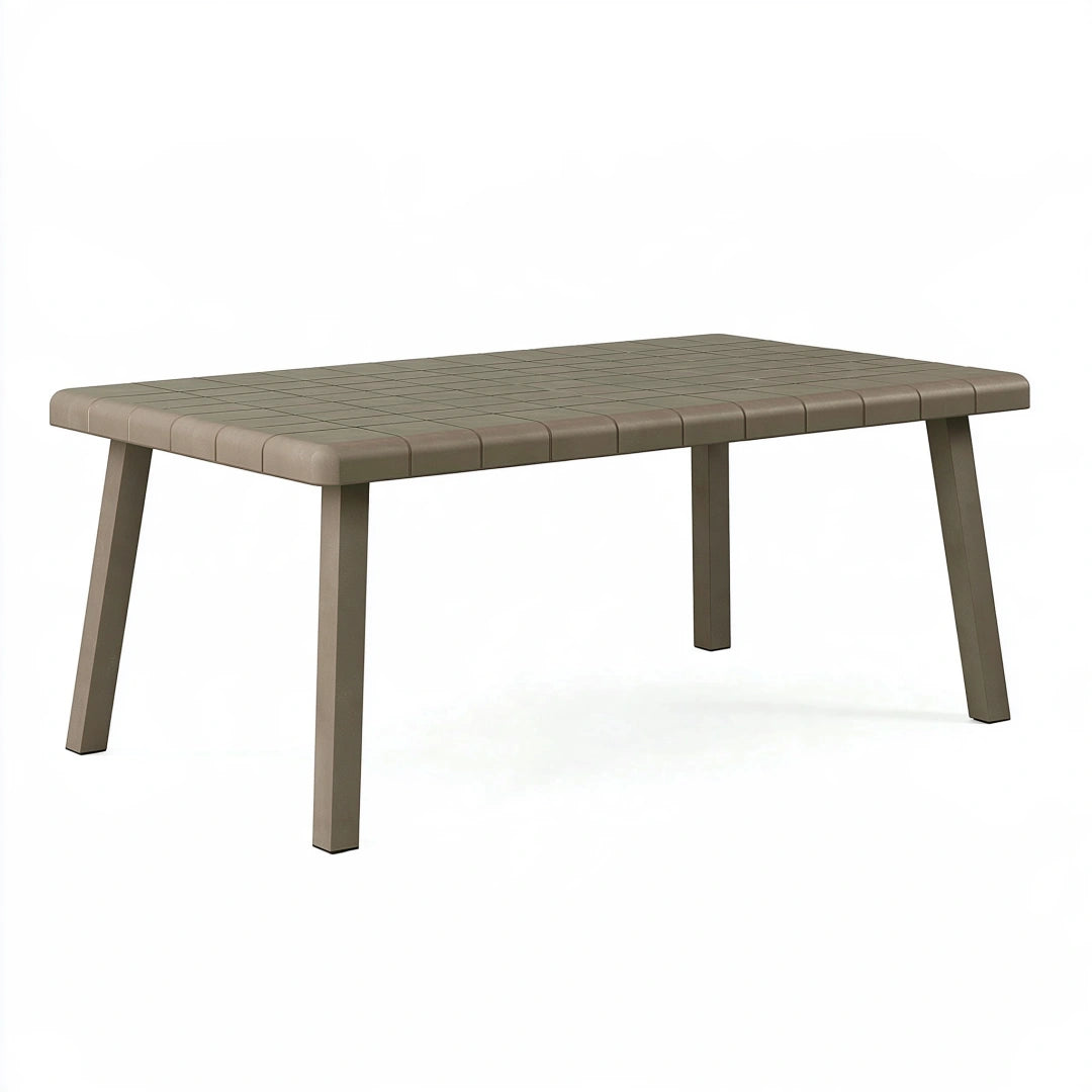 Tavolo da giardino 180 x 90 x 75 cm in plastica tortora - design moderno
