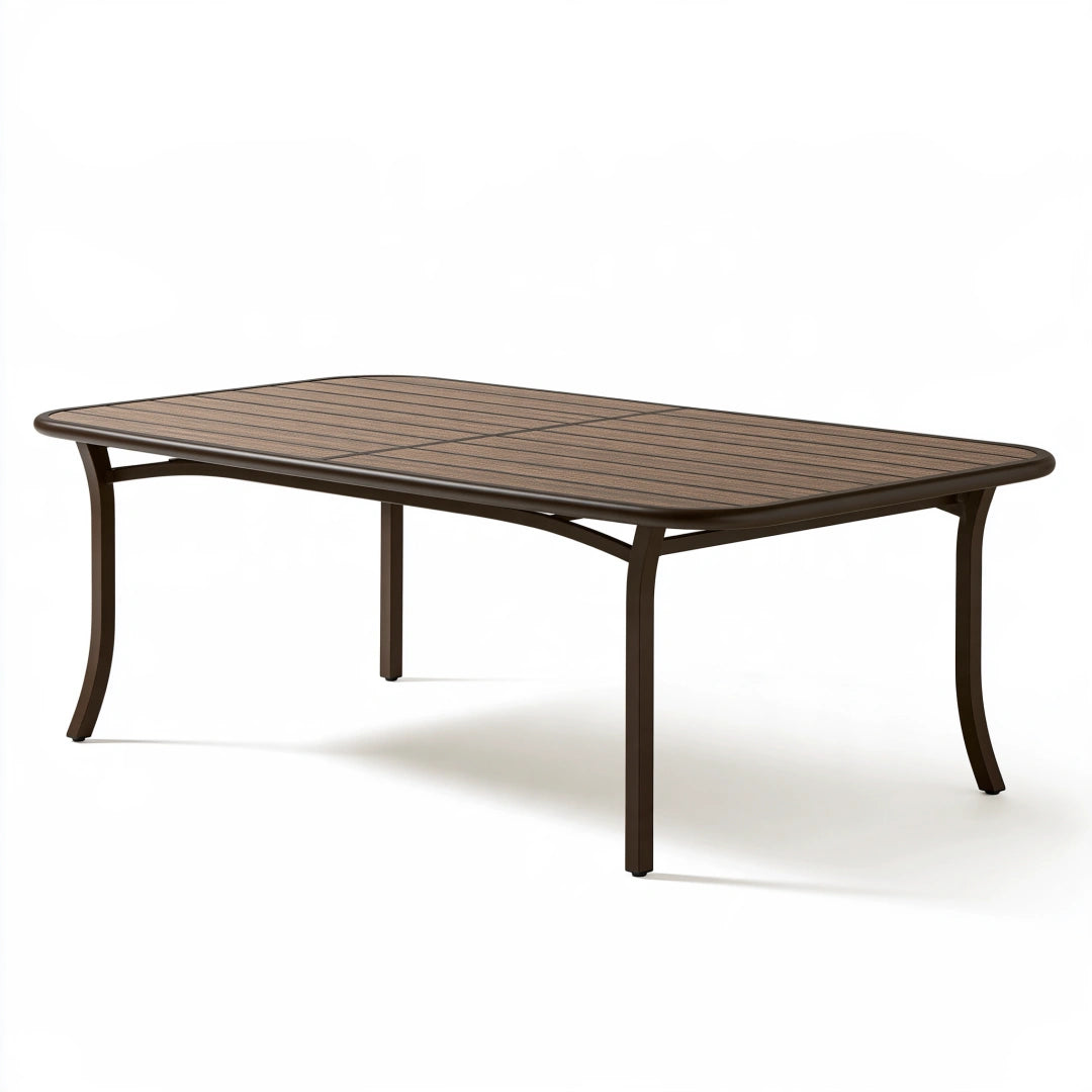 Tavolo da giardino 180 x 90 x 74 cm in metallo e materiale composito marrone - rettangolare per esterni