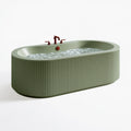 Vasca da bagno ovale 170 x 80 cm in acrilico verde salvia freestanding con rivestimento scanalato