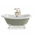 Vasca da bagno freestanding 170 x 75 x 75 cm in acrilico verde salvia e bianco stile classico