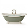 Vasca da bagno 170 x 75 cm in acrilico verde salvia e bianco - freestanding classica con piedi decorativi